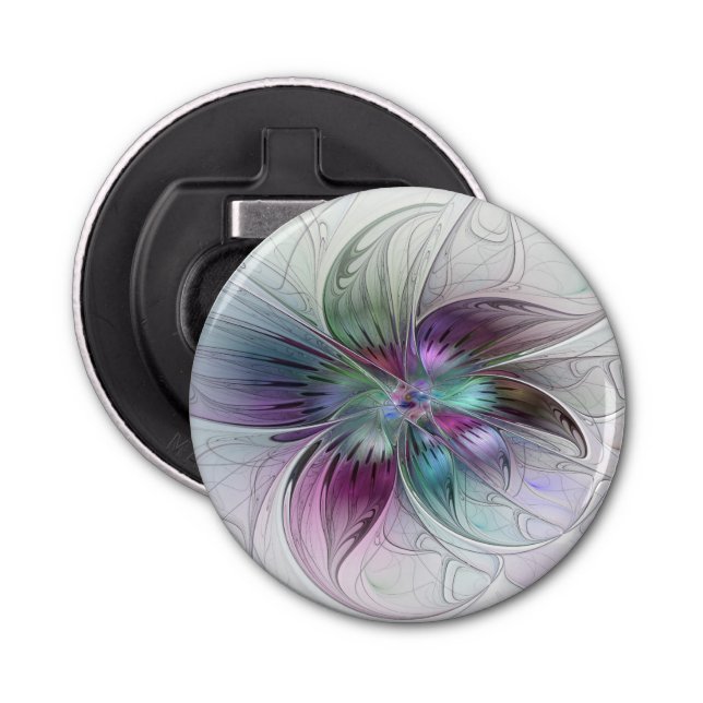 Colourful Abstract Flower Modern Floral Fractal Ar Bottle Opener (Front)