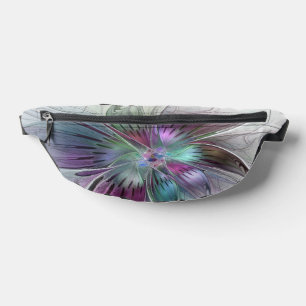 Colourful Abstract Flower Modern Floral Fractal Ar Bum Bags
