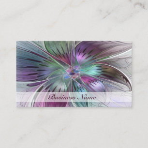Colourful Abstract Flower Modern Floral Fractal Ar Business Card