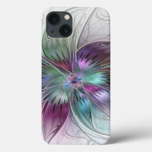 Colourful Abstract Flower Modern Floral Fractal Ar iPhone 13 Case