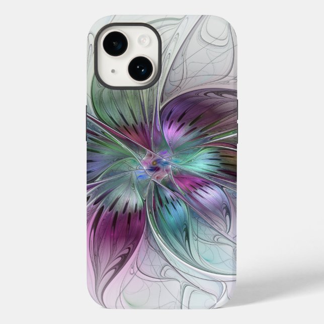 Colourful Abstract Flower Modern Floral Fractal Ar Case-Mate iPhone Case (Back)