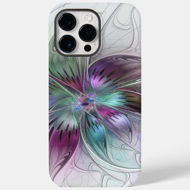 Colourful Abstract Flower Modern Floral Fractal Ar Case-Mate iPhone Case (Back)