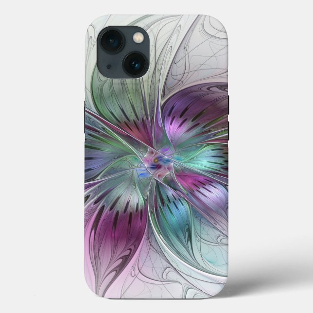 Colourful Abstract Flower Modern Floral Fractal Ar Case-Mate iPhone Case (Back)