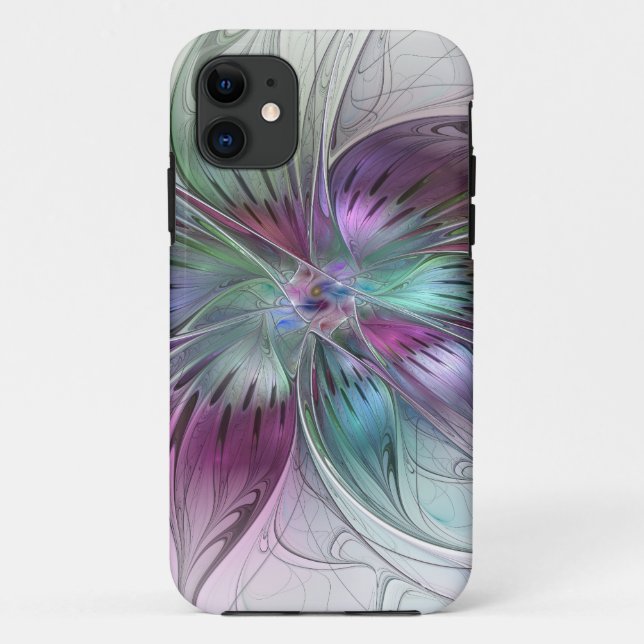 Colourful Abstract Flower Modern Floral Fractal Ar Case-Mate iPhone Case (Back)
