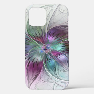 Colourful Abstract Flower Modern Floral Fractal Ar iPhone 12 Case