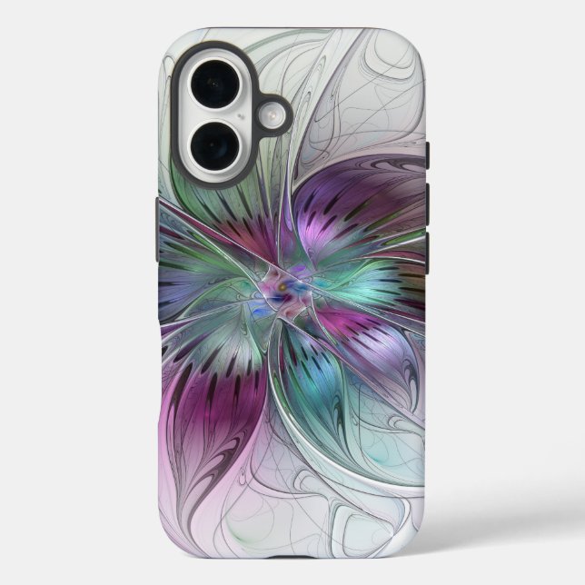 Colourful Abstract Flower Modern Floral Fractal Ar Case-Mate iPhone Case (Back)