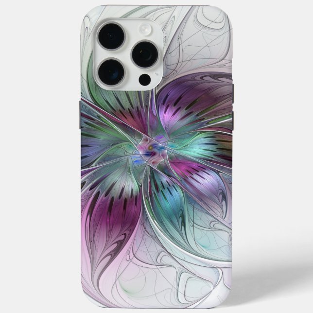 Colourful Abstract Flower Modern Floral Fractal Ar Case-Mate iPhone Case (Back)