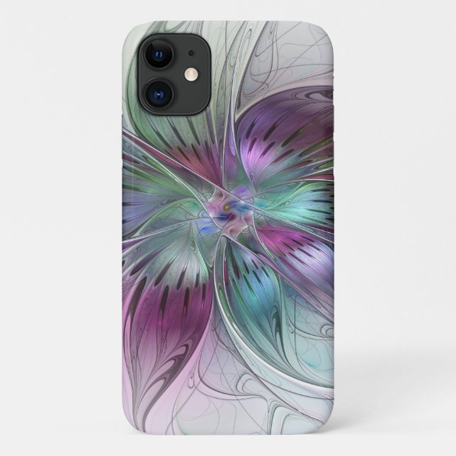 Colourful Abstract Flower Modern Floral Fractal Ar Case-Mate iPhone Case (Back)