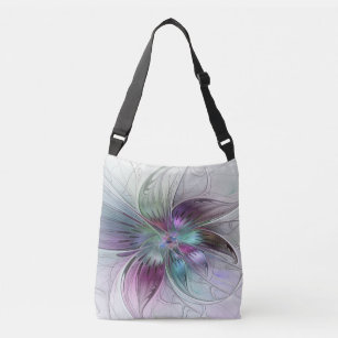 Colourful Abstract Flower Modern Floral Fractal Ar Crossbody Bag