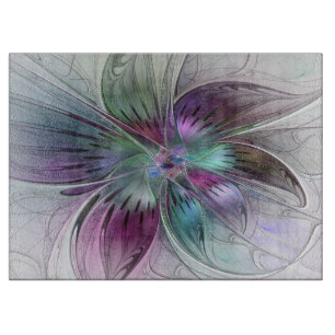 Colourful Abstract Flower Modern Floral Fractal Ar Cutting Board