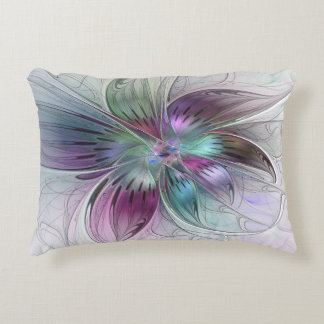 Colourful Abstract Flower Modern Floral Fractal Ar Decorative Cushion