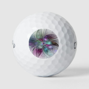 Colourful Abstract Flower Modern Floral Fractal Ar Golf Balls