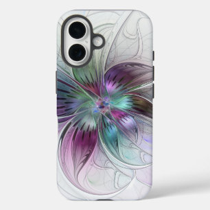 Colourful Abstract Flower Modern Floral Fractal Ar iPhone 16 Case