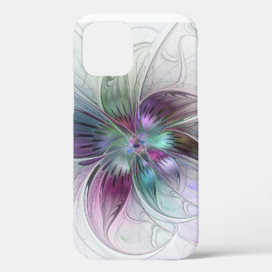 Colourful Abstract Flower Modern Floral Fractal Ar iPhone 12 Case