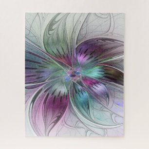 Colourful Abstract Flower Modern Floral Fractal Ar Jigsaw Puzzle