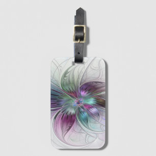 Colourful Abstract Flower Modern Floral Fractal Ar Luggage Tag
