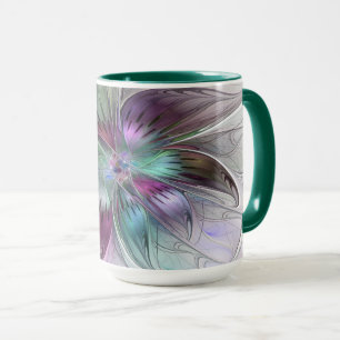 Colourful Abstract Flower Modern Floral Fractal Ar Mug