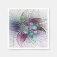 Colourful Abstract Flower Modern Floral Fractal Ar
