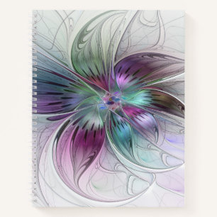 Colourful Abstract Flower Modern Floral Fractal Ar Notebook
