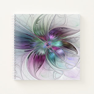 Colourful Abstract Flower Modern Floral Fractal Ar Notebook