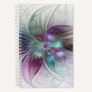 Colourful Abstract Flower Modern Floral Fractal Ar Notebook