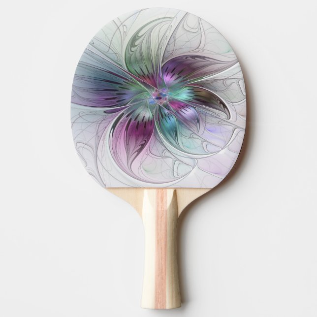 Colourful Abstract Flower Modern Floral Fractal Ar Ping Pong Paddle (Front)