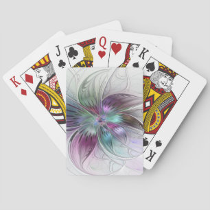 Colourful Abstract Flower Modern Floral Fractal Ar Playing Cards