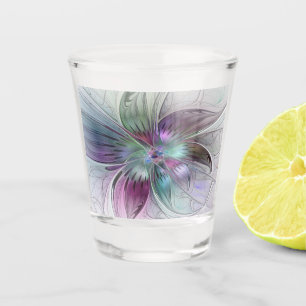 Colourful Abstract Flower Modern Floral Fractal Ar Shot Glass