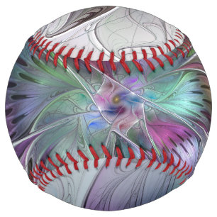 Colourful Abstract Flower Modern Floral Fractal Ar Softball