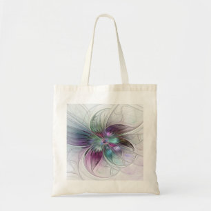 Colourful Abstract Flower Modern Floral Fractal Ar Tote Bag