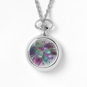 Colourful Abstract Flower Modern Floral Fractal Ar Watch