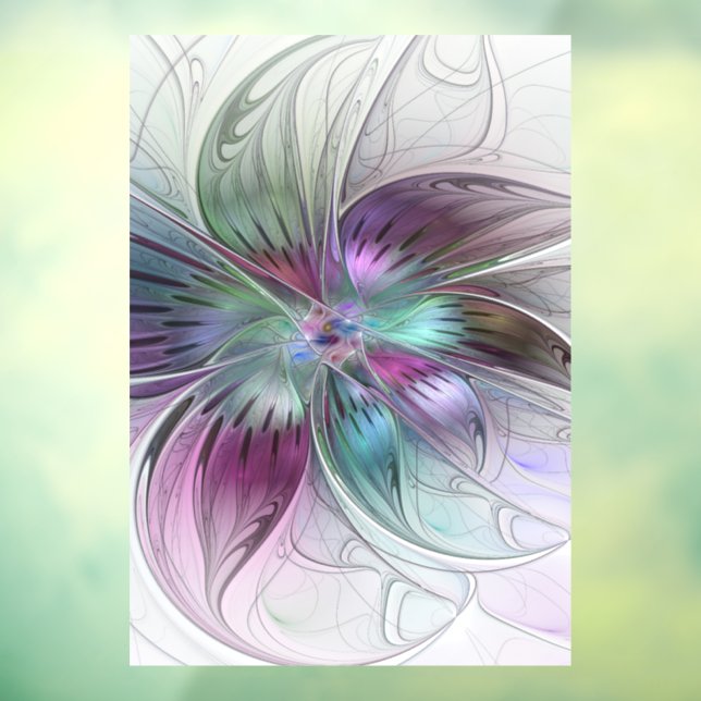 Colourful Abstract Flower Modern Floral Fractal Ar Window Cling (Sheet 3)