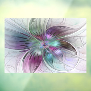 Colourful Abstract Flower Modern Floral Fractal Ar Window Cling