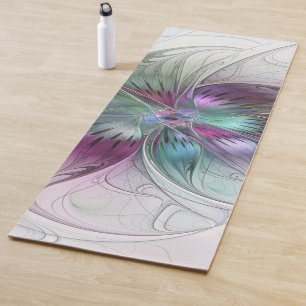 Colourful Abstract Flower Modern Floral Fractal Ar Yoga Mat