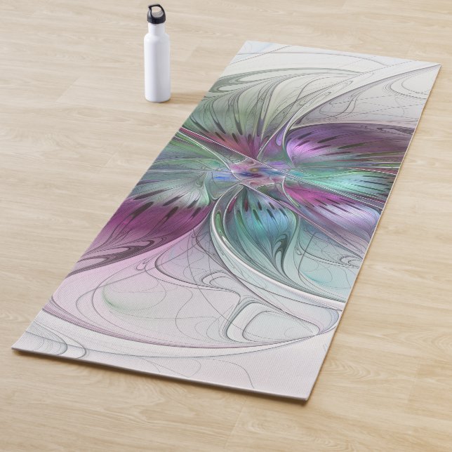 Colourful Abstract Flower Modern Floral Fractal Ar Yoga Mat (In Situ)
