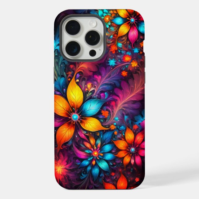 Colourful abstract, flower pattern iPhone case (Back)