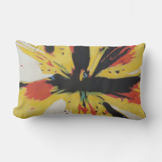 colourful abstract flower picture contempory lumbar cushion (Front)