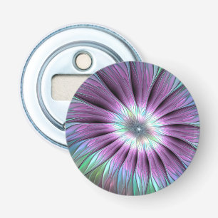 Colourful Abstract Flower Pink Blue Green Fractal Bottle Opener