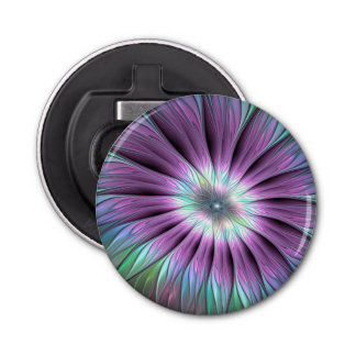 Colourful Abstract Flower Pink Blue Green Fractal Bottle Opener