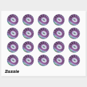 Colourful Abstract Flower Pink Blue Green Fractal Classic Round Sticker