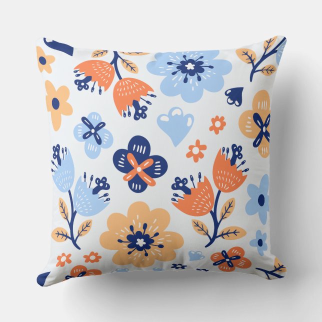 Colourful Abstract Flowers Cushion (Back)