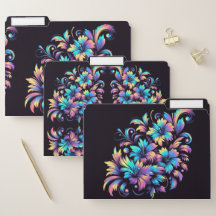 Colourful Abstract Flowers File Folders