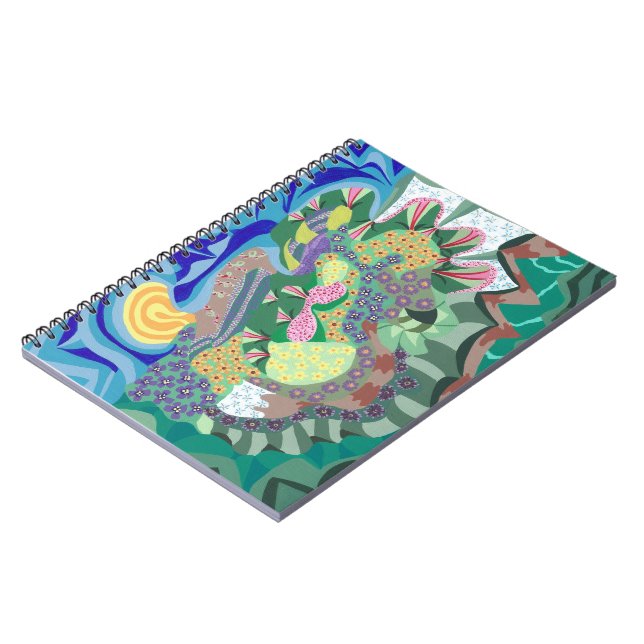 Colourful Abstract Flowers in a Garden Notebook (Left Side)