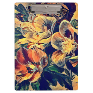 colourful abstract flowers nature original art clipboard