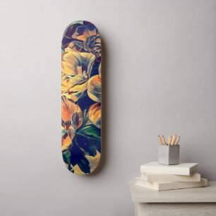 colourful abstract flowers nature original art skateboard