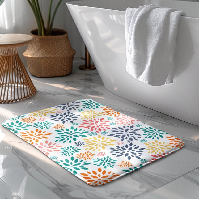 Colourful abstract flowers pattern bath mat (Creator Uploaded)