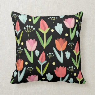 Colourful Abstract Flowers Pattern Cushion