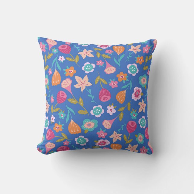 colourful abstract flowers pattern cushion (Front)