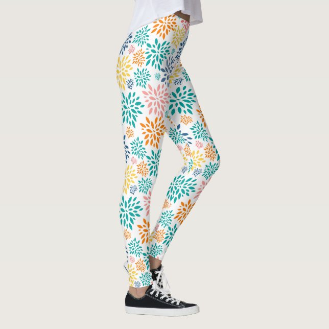 Colourful abstract flowers pattern leggings (Right)