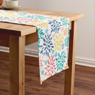 Colourful abstract flowers pattern short table runner